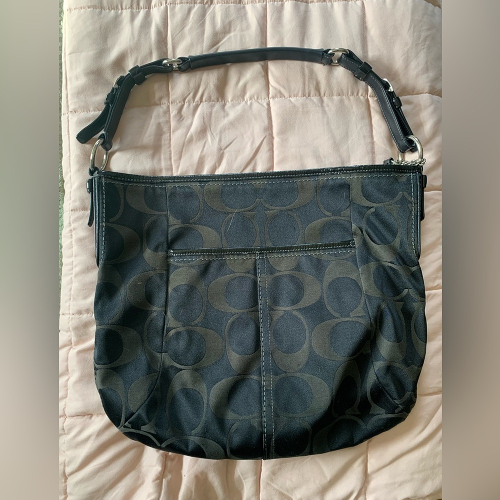 COACH Signature Logo C Black Purse Shoulder Bag & Matching Wallet